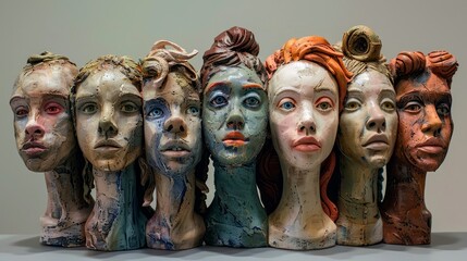 A group of people of different ethnicities with serious expressions on their faces.