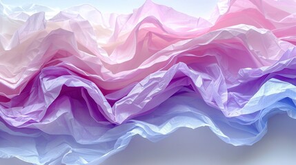   A close-up of multicolored waves on a blue and pink backdrop with a sky in the background