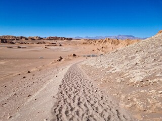 Valley of the Moon, Atacama Desert, Chile. Sand valley and mountains in the middle of the desert