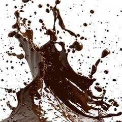 Chocolate Waves Splattering Against White Background