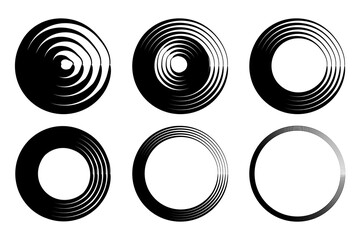 Set of abstract circle. Black round frames. Elements for design. Vector illustration isolated on white background. EPS 10