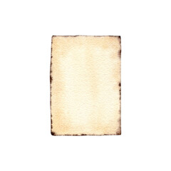 Obraz premium Square old vintage piece of paper. Stained letter. Writing sheet copy spare template. Hand drawn watercolor illustration on transparent background. Backdrop for postcards, posters, aged newspaper