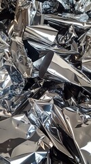 Aluminium Metallic Silver Background Isolated image of crumpled aluminum foil