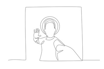 Man taking summer photo. Summer concept one-line drawing