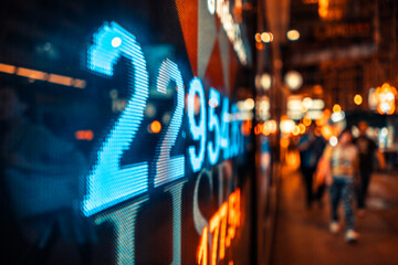 Stock Market Digital Display in Bustling City Night