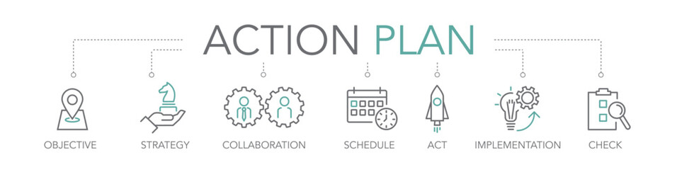 action plan - thin line two-tone icon concept