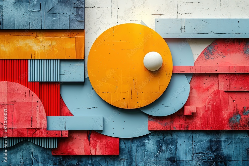 Aufkleber minimal geometric background dynamic shapes composition