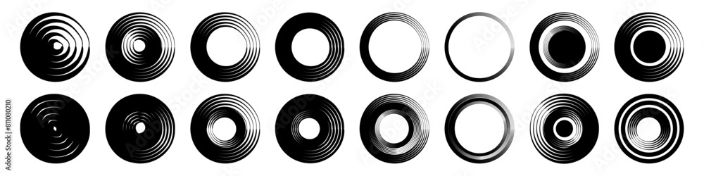 Poster set of abstract circle. black round frames. elements for design. vector illustration isolated on whi