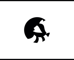 Racoon Silhouette on White Background. Isolated Vector Animal Template for Logo Company, Icon, Symbol.