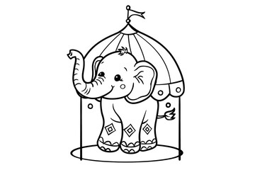 Elephant in circus for kids coloring page