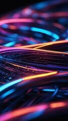 abstract background of Fiber Optic cables close up with shallow depth of field
