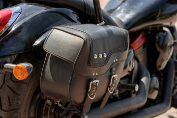 black leather motorcycle bag for luggage