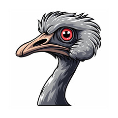 Cute ostrich vector mascot logo design illustration white background head