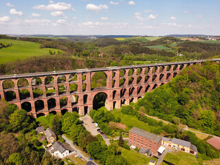 Panorama Göltzsch Viaduct in Vogtland, Saxony East Germany