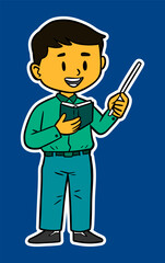 Boy Kid as a Teacher Cartoon Sticker Illustration