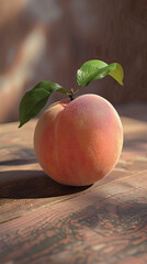 peach on a wooden table