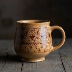 ceramic cup on wooden background