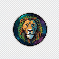 Lion head emblem. Lion head in a circle.