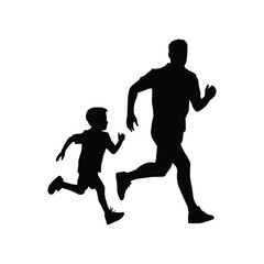 Naklejka premium Happy father's day silhouette vector. Father & son silhouette by AI generative.