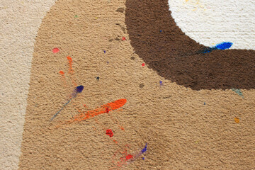 dirty carpet stained with paint