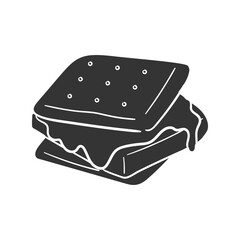 Marshmallow Sandwich Icon Silhouette Illustration. Food Vector Graphic Pictogram Symbol Clip Art. Doodle Sketch Black Sign.