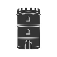 Medieval Tower Icon Silhouette Illustration. Castle Vector Graphic Pictogram Symbol Clip Art. Doodle Sketch Black Sign.