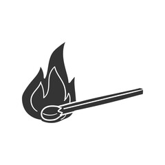 Match Icon Silhouette Illustration. Fire Vector Graphic Pictogram Symbol Clip Art. Doodle Sketch Black Sign.