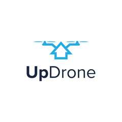 up drone simple sleek creative geometric modern logo design vector