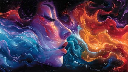 Naklejka premium The image is a painting of a woman's face,abstract background