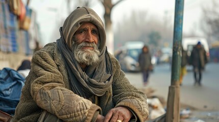 The human rights issue at hand involves elderly individuals resorting to panhandling along the side of the road