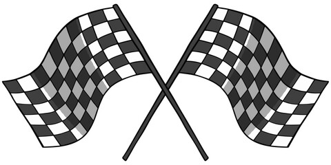 Checkered flags in sports races. Flags in sports races. Vector formula 1 racing flags.