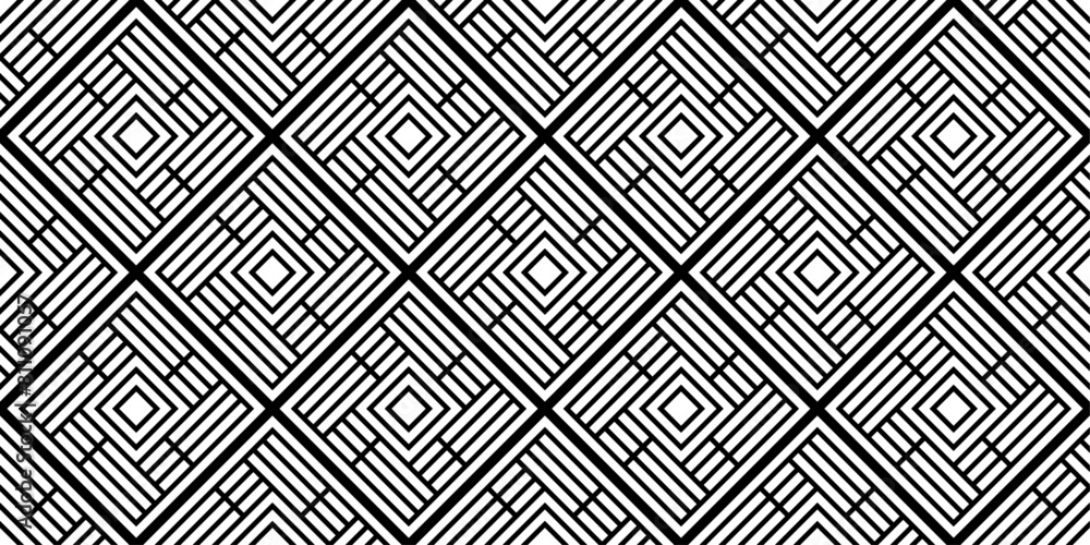 Poster Diamond pattern, monochrome and tiled. Seamless repeating pattern of diamonds.