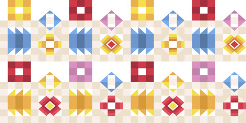 Flat design colorful geometric pattern. Colored geometric tiles.