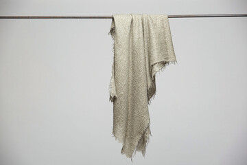 Hanging silk scarves display still life