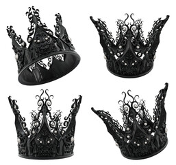 3D rendered illustration from a fantasy Victorian crown in different angles isolated on a white background  © HWWO Stock