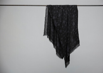 Hanging silk scarves display still life