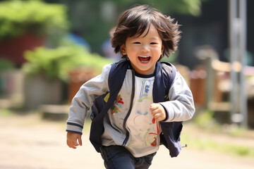 Fototapeta premium happy child is running out 