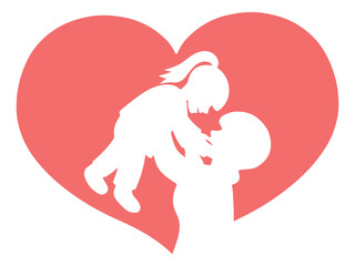 Mother Holding Daughter Heart Background Illustration