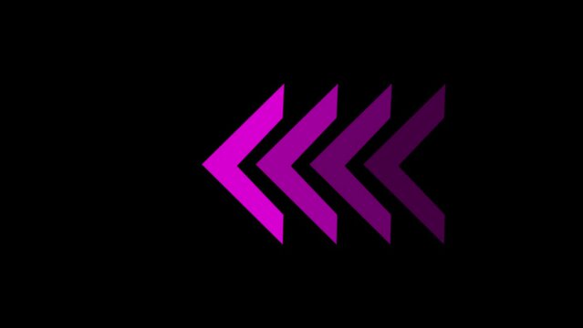 Pink neon arrow with glowing effect. arrow sign, Safety type. 3D rendering, realistic isolated neon sign of Arrow logo decoration and template covering on the black background.