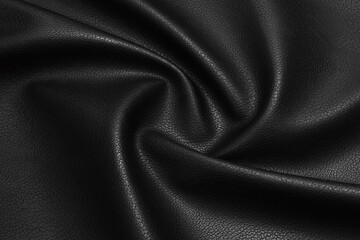 black artificial leather with waves and folds on PVC base