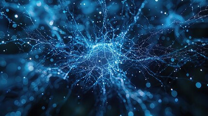 abstract high-tech lines pulse and intertwine against a backdrop of deep blue, showcasing the dynamic nature of technology