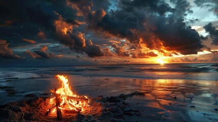 Picture this a beach bonfire setting the scene - Powered by Adobe
