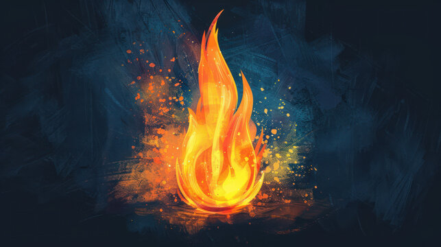 Bright Pentecostal Flame Illustration, Pentecost a Christian holiday, the descent of the Holy Spirit.