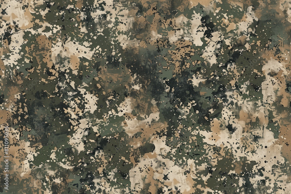 Wall mural abstract dark camo pattern with splattered and splotched design
