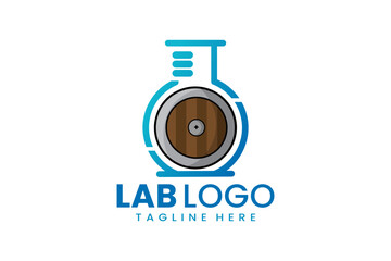 Flat modern simple shield laboratory logo template icon symbol vector design illustration