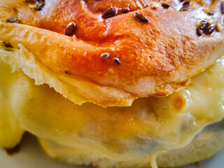 Beef burger on white dish photo