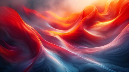 Obraz premium The image is an abstract painting with a red and blue color scheme