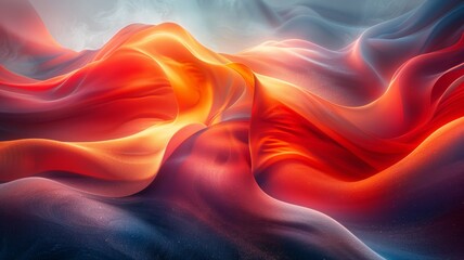 Fototapeta premium The image is an abstract painting with a red, blue, and purple color scheme. It is reminiscent of a stormy sky or a fiery landscape.