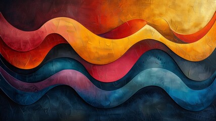 The image is an abstract painting with a wave-like pattern