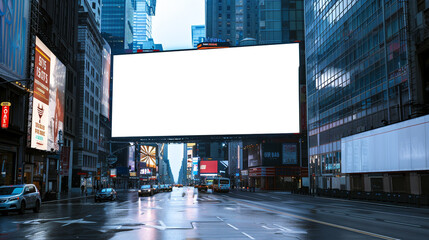 City street with a spacious, blank billboard for high-definition advertising.
